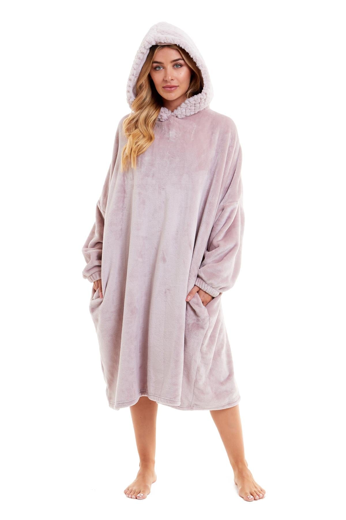 Oversized Plush Hooded Poncho Blanket With Ultra-Soft Fur Hood Super Soft Sofa and Bed Use