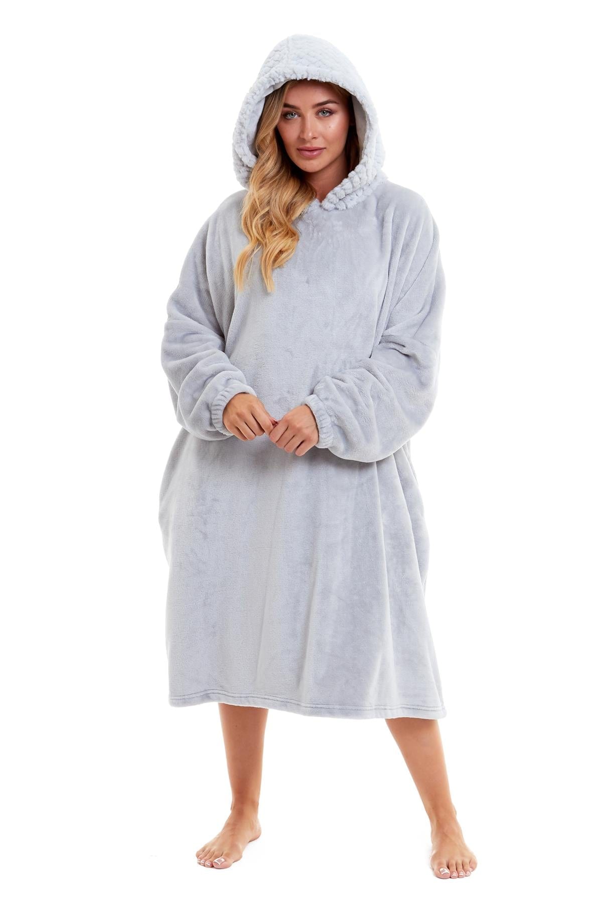 Oversized Plush Hooded Poncho Blanket With Ultra-Soft Fur Hood Super Soft Sofa and Bed Use