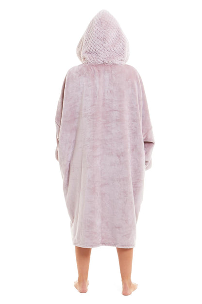 Oversized Plush Hooded Poncho Blanket With Ultra-Soft Fur Hood Super Soft Sofa and Bed Use