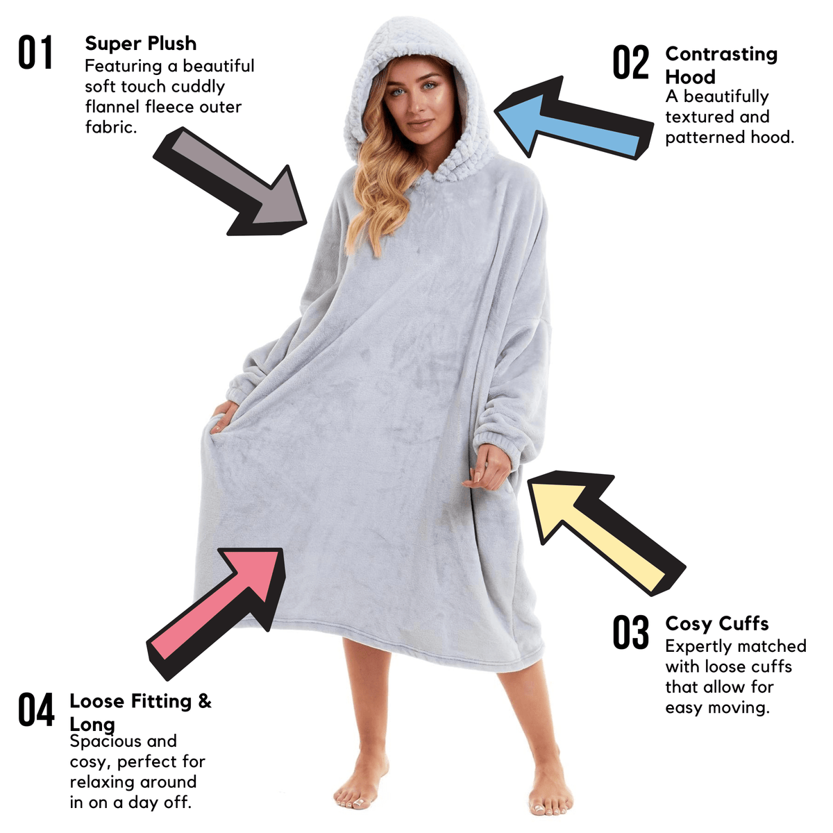 Oversized Plush Hooded Poncho Blanket With Ultra-Soft Fur Hood Super Soft Sofa and Bed Use