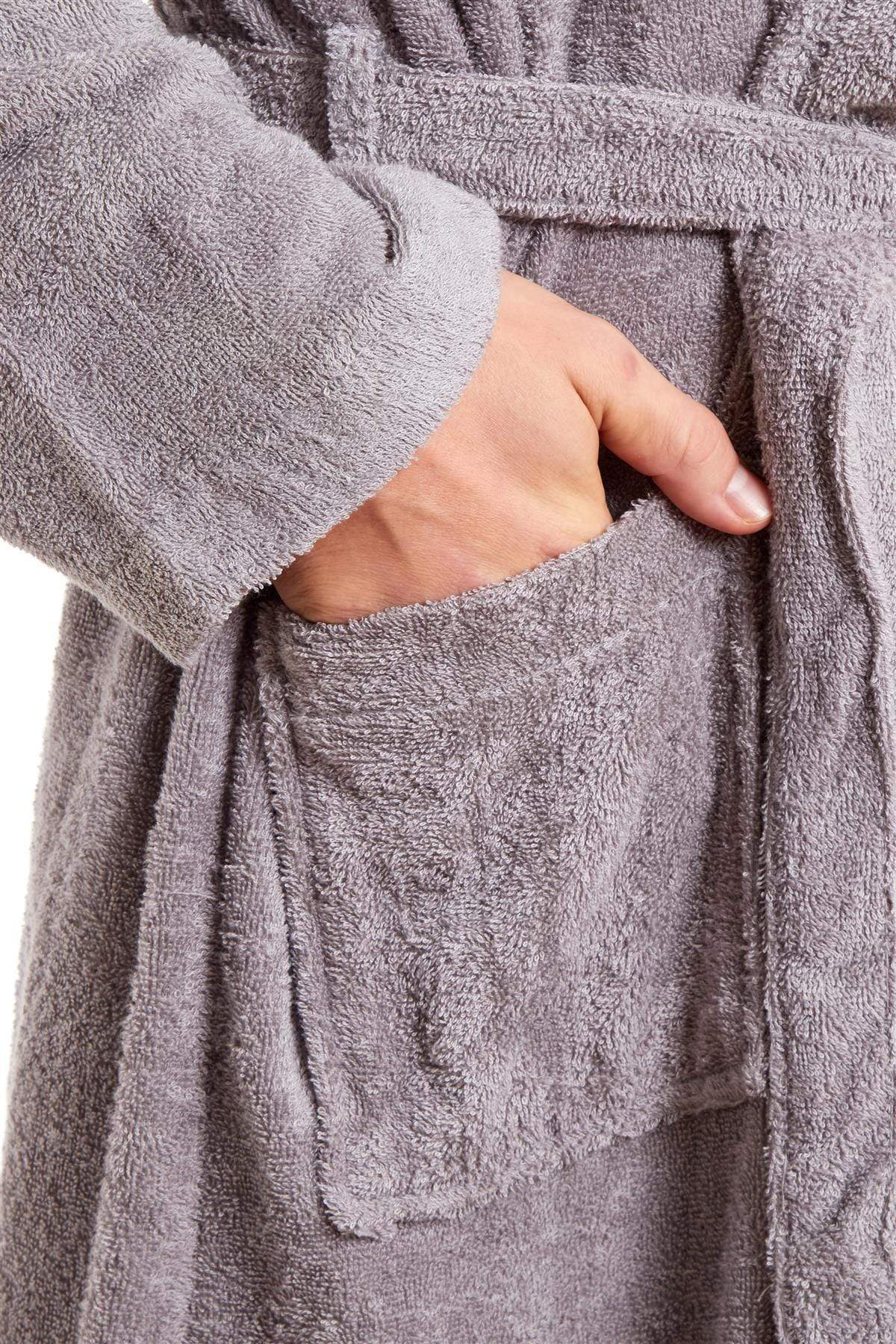 Mens Luxury Bamboo Cotton Hooded Towelling Robe Ultra Soft For Home Gym