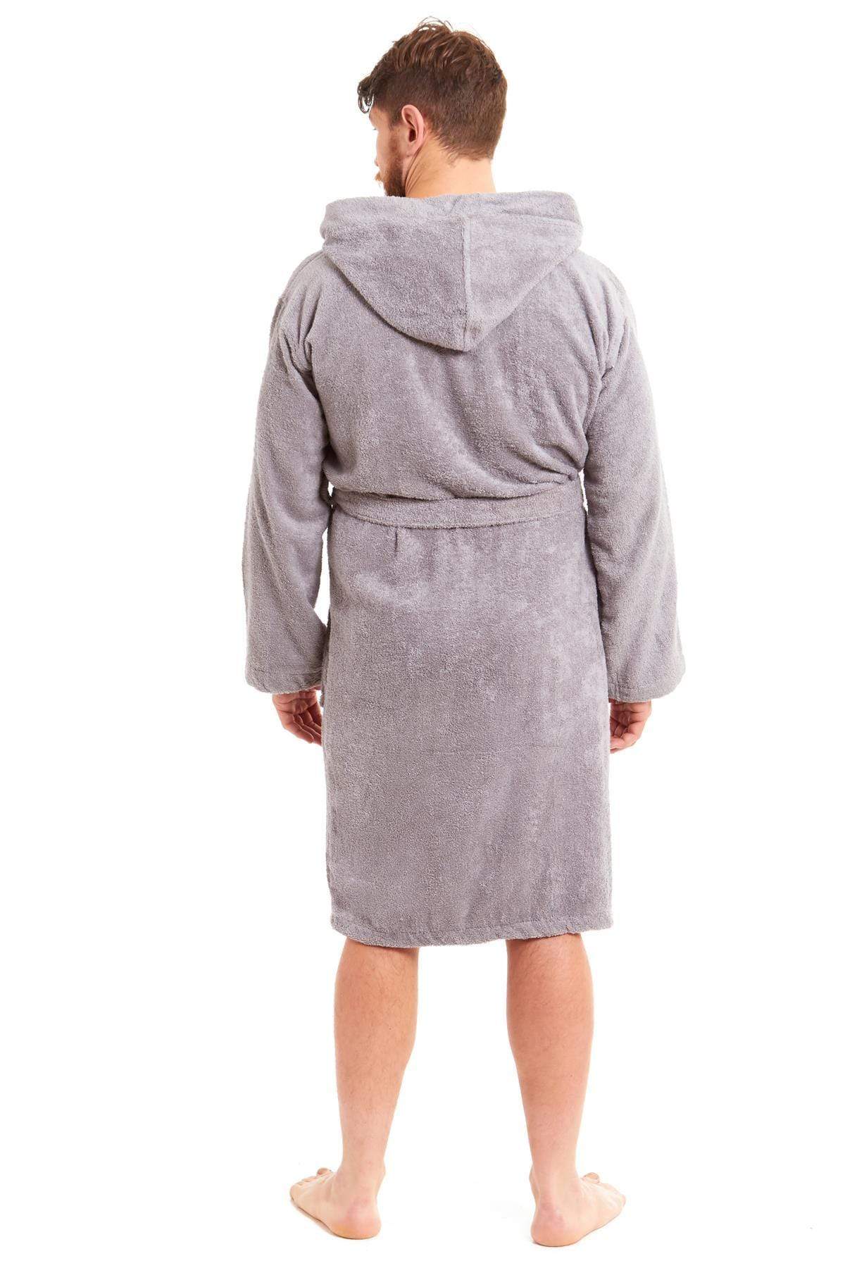 Mens Luxury Bamboo Cotton Hooded Towelling Robe Ultra Soft For Home Gym