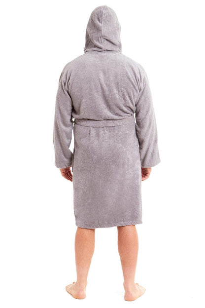 Mens Luxury Bamboo Cotton Hooded Towelling Robe Ultra Soft For Home Gym