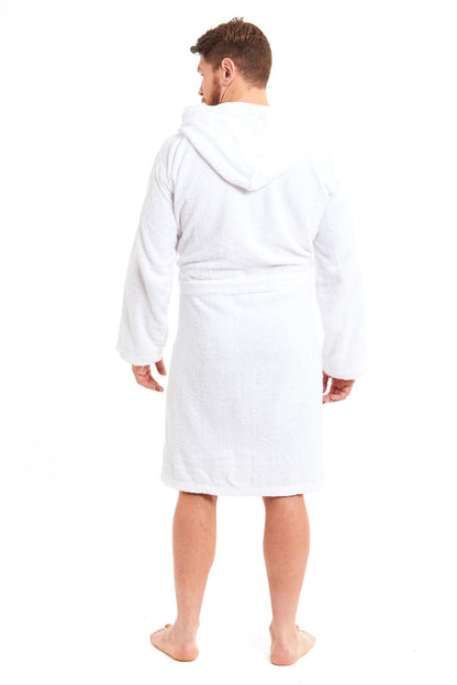 Mens Luxury Bamboo Cotton Hooded Towelling Robe Ultra Soft For Home Gym