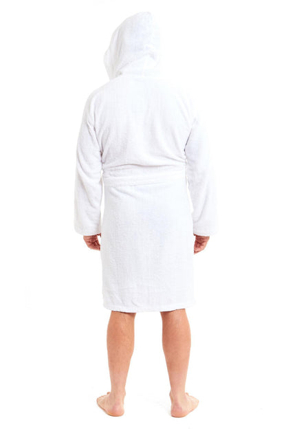 Mens Luxury Bamboo Cotton Hooded Towelling Robe Ultra Soft For Home Gym
