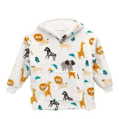 Daisy Dreamer Kids Hoodie Blanket Safari Sloth Wearable Sweatshirt for Cosy Home Layering