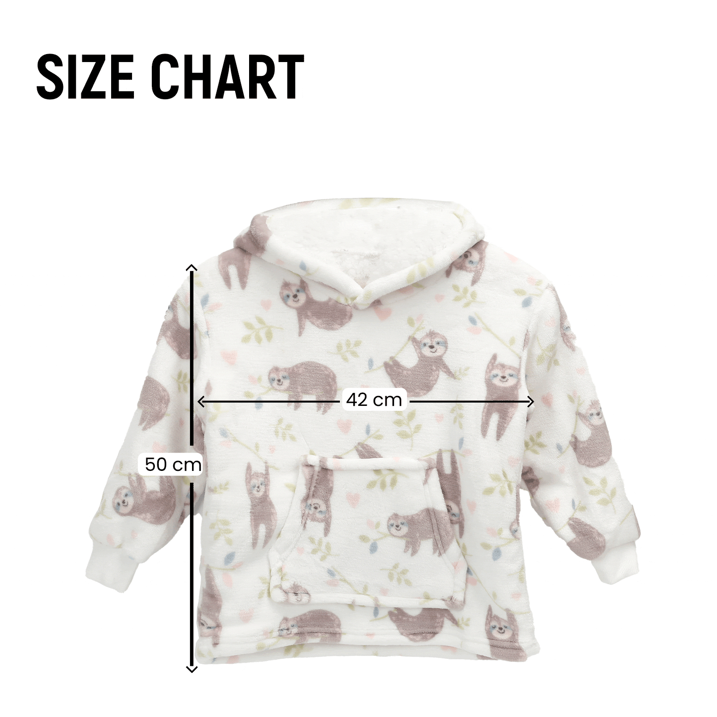 Daisy Dreamer Kids Hoodie Blanket Safari Sloth Wearable Sweatshirt for Cosy Home Layering