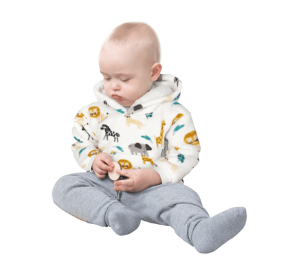 Daisy Dreamer Kids Hoodie Blanket Safari Sloth Wearable Sweatshirt for Cosy Home Layering
