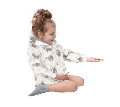 Daisy Dreamer Kids Hoodie Blanket Safari Sloth Wearable Sweatshirt for Cosy Home Layering