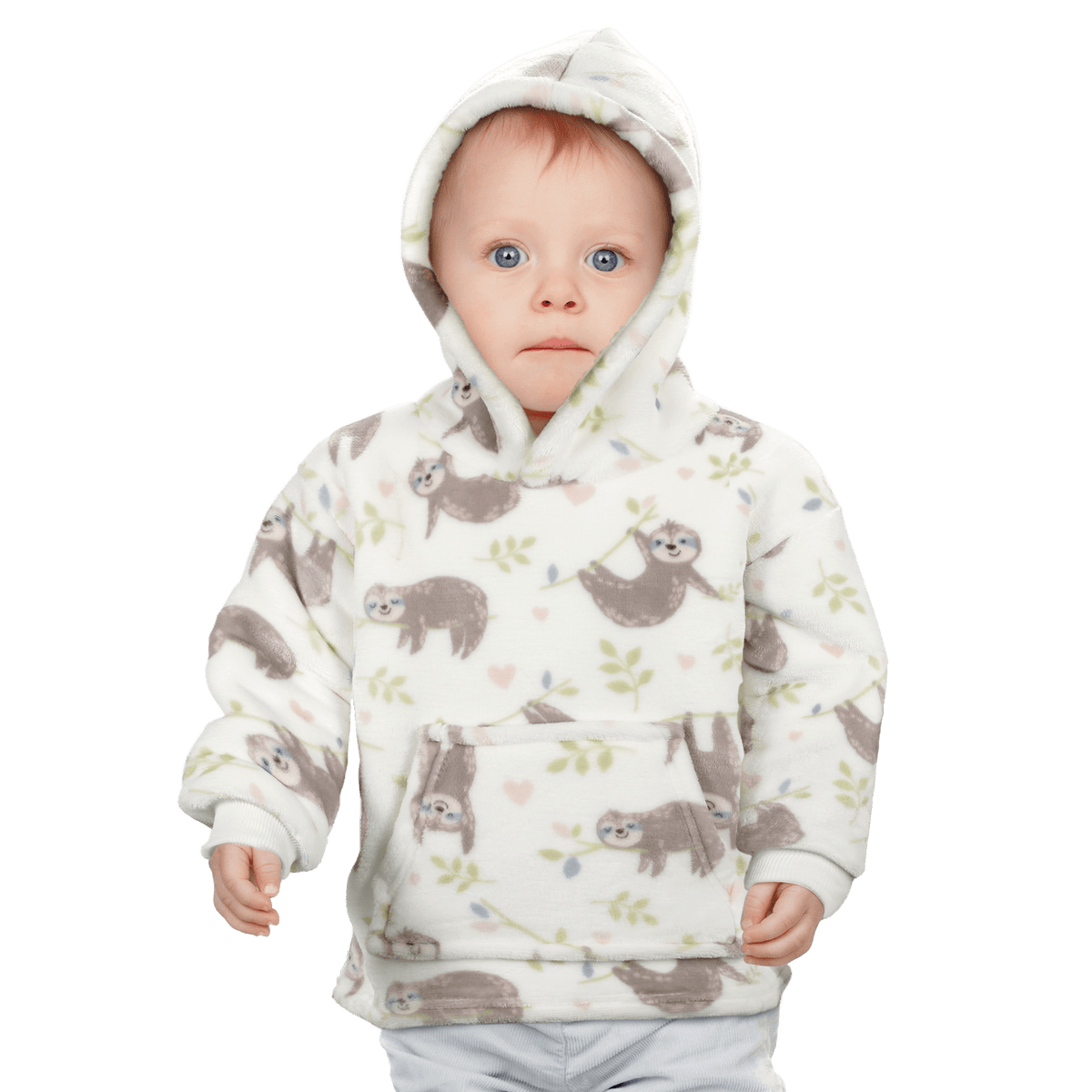 Daisy Dreamer Kids Hoodie Blanket Safari Sloth Wearable Sweatshirt for Cosy Home Layering