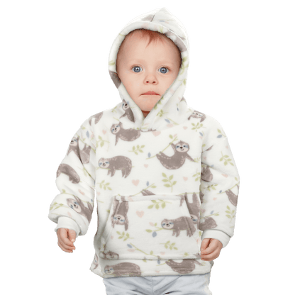 Daisy Dreamer Kids Hoodie Blanket Safari Sloth Wearable Sweatshirt for Cosy Home Layering