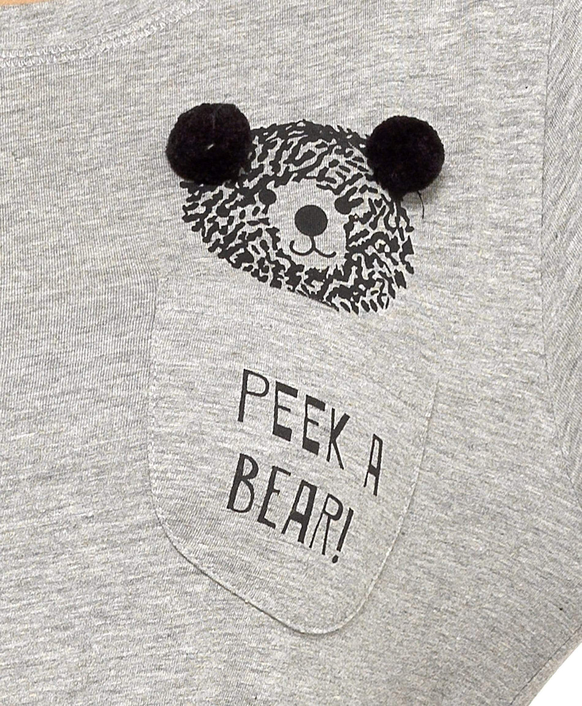 Womens Grey Cotton Pyjama Set With Teddy Bear Design Cosy Easy-Care Nightwear Set