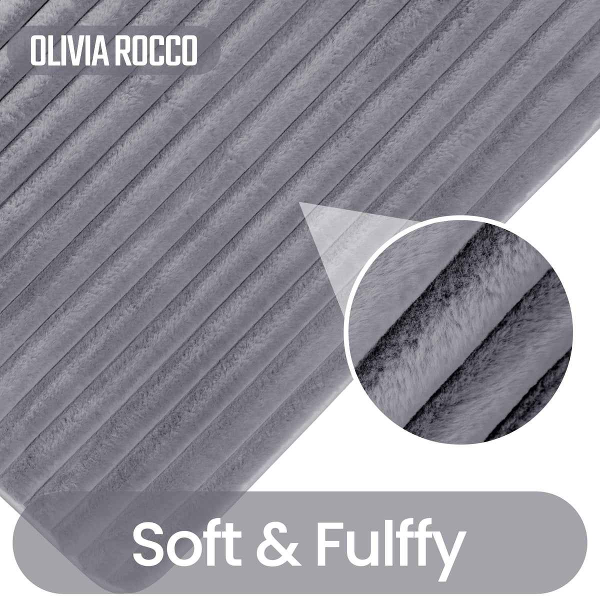 2 Piece Ribbed Bath Mat Set Charcoal Extra Soft Non Slip Super Absorbent