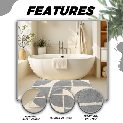 Stockholm Bath Mat Non Slip Backing Super Soft Water Absorbent Cotton Blend
