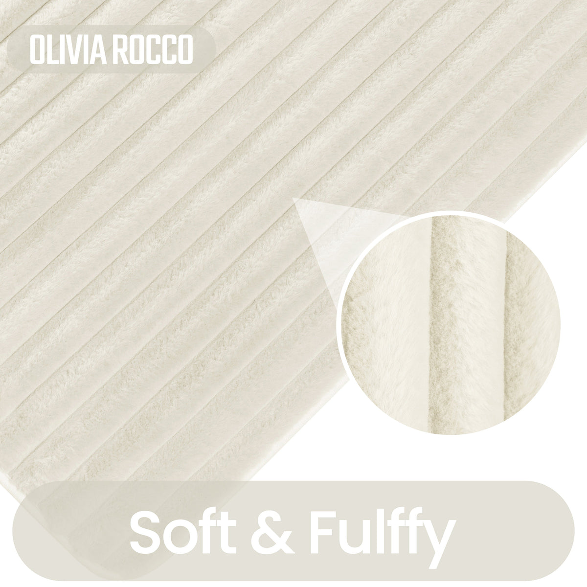 2 Piece Ribbed Bath Mat Set Cream Extra Soft Non Slip Super Absorbent Easy