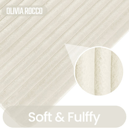 2 Piece Ribbed Bath Mat Set Cream Extra Soft Non Slip Super Absorbent Easy