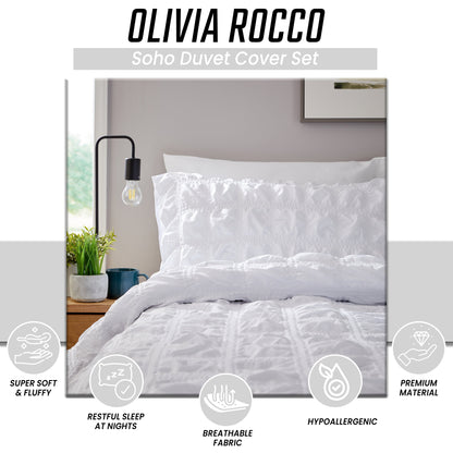 Duvet Cover Set Microfibre Quilted White With Pillowcases Easy Care Bedding