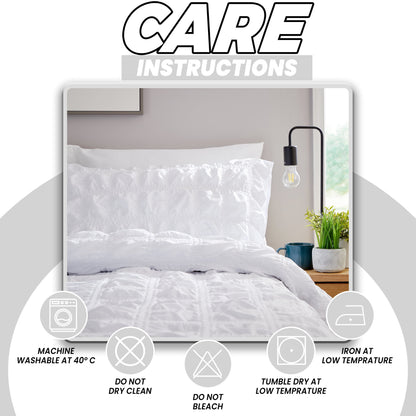 Duvet Cover Set Microfibre Quilted White With Pillowcases Easy Care Bedding