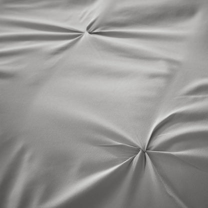Pintuck Grey Microfibre Duvet Cover Set With Pillowcases Soft Breathable