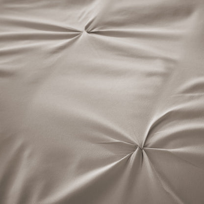 Pintuck Natural Microfibre Duvet Cover Set With Pillowcases Easy Care