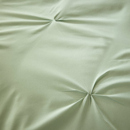 Pintuck Sage Green Microfibre Duvet Cover Set With Pillowcases Easy Care