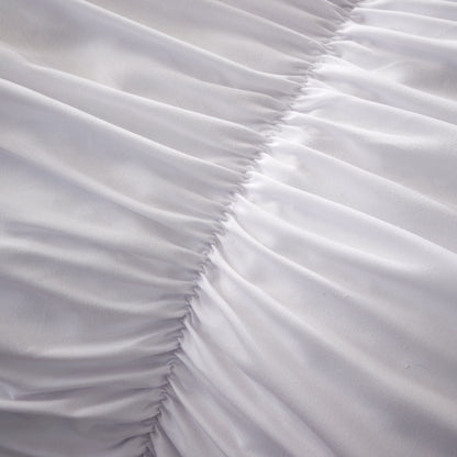 Ruched White Microfibre Duvet Cover Set With Pillowcases Ruffle Bedding