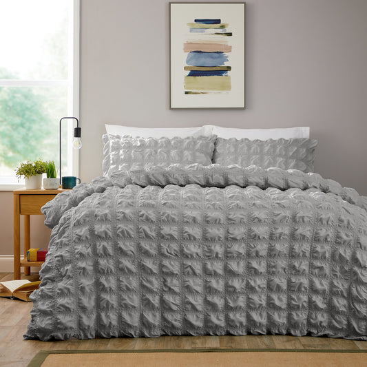 Soho Grey Microfibre Duvet Cover Set With Pillowcases Quilted Super Soft