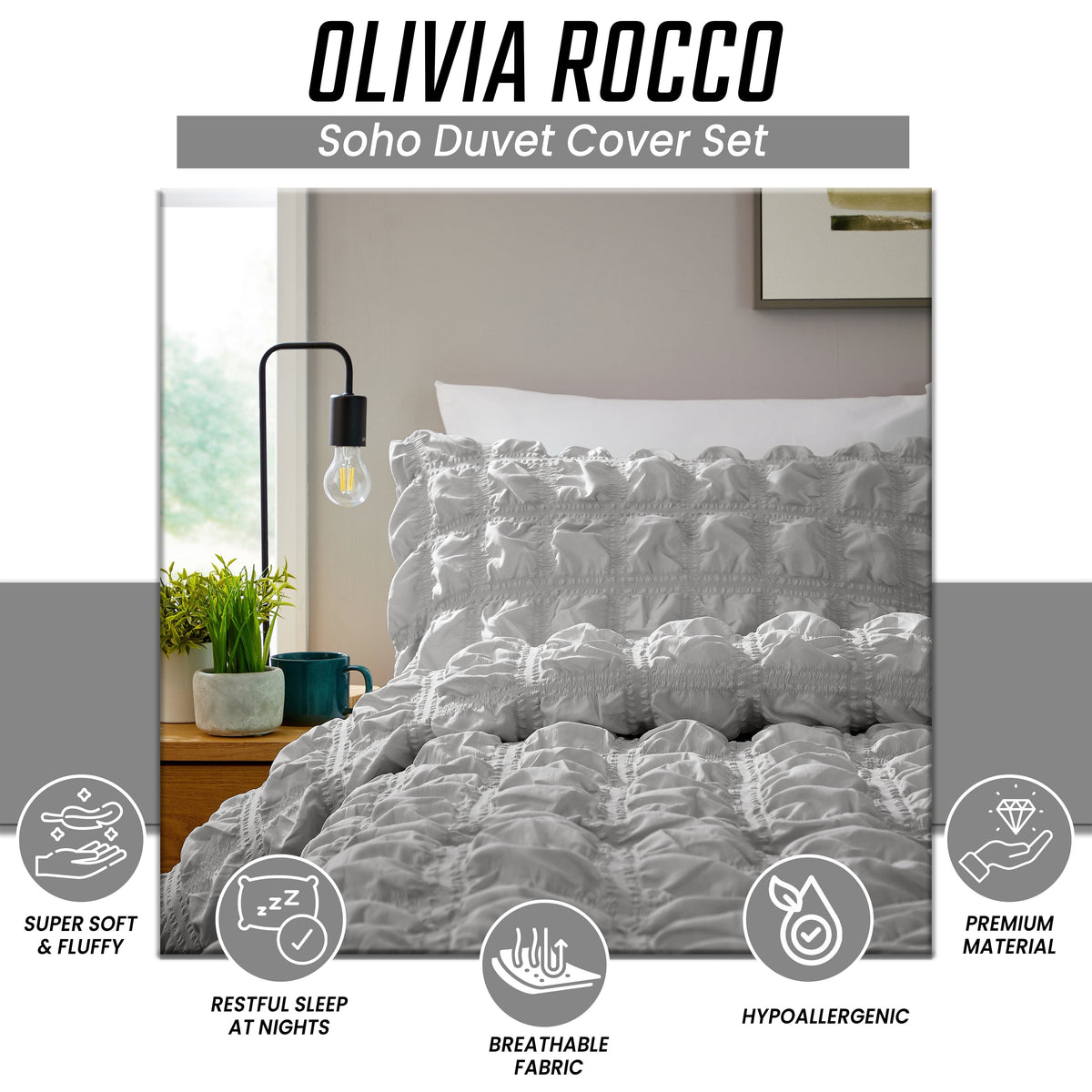 Soho Grey Microfibre Duvet Cover Set With Pillowcases Quilted Super Soft