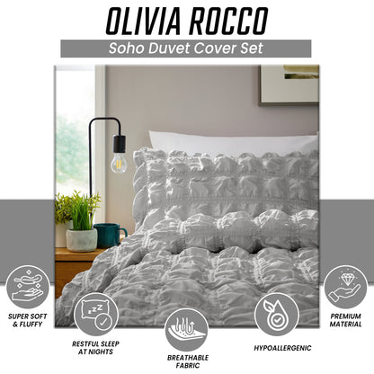 Soho Grey Microfibre Duvet Cover Set With Pillowcases Quilted Super Soft
