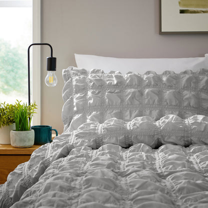 Soho Grey Microfibre Duvet Cover Set With Pillowcases Quilted Super Soft