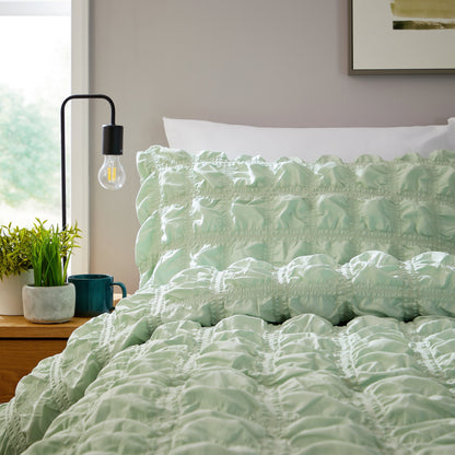 Soho Sage Green Microfibre Duvet Cover Set With Pillowcases Easy Care