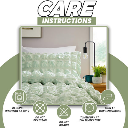 Soho Sage Green Microfibre Duvet Cover Set With Pillowcases Easy Care