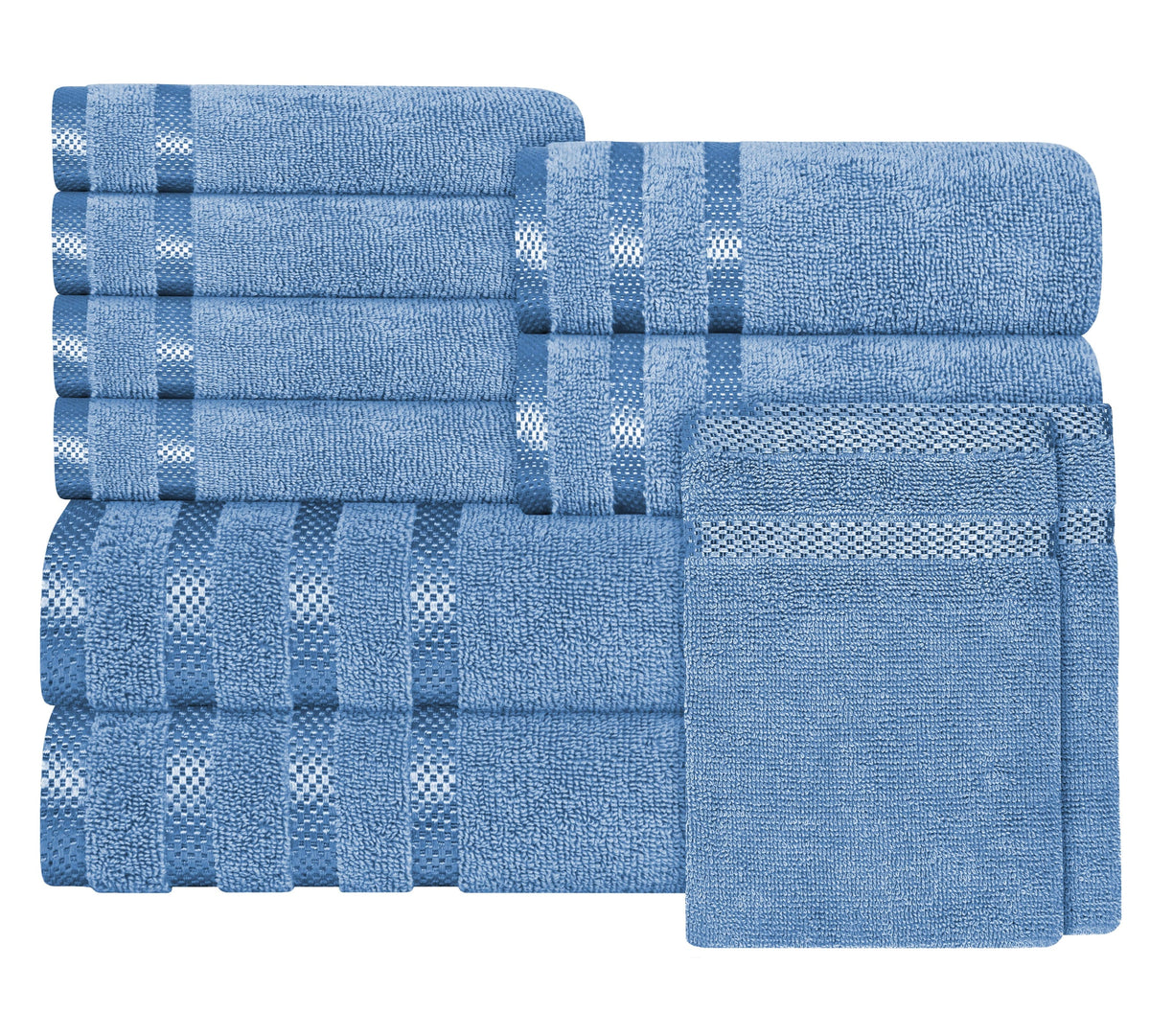 Belmont Viscose Stripe Blue Towels 100% Cotton Hotel Quality Super Absorbent