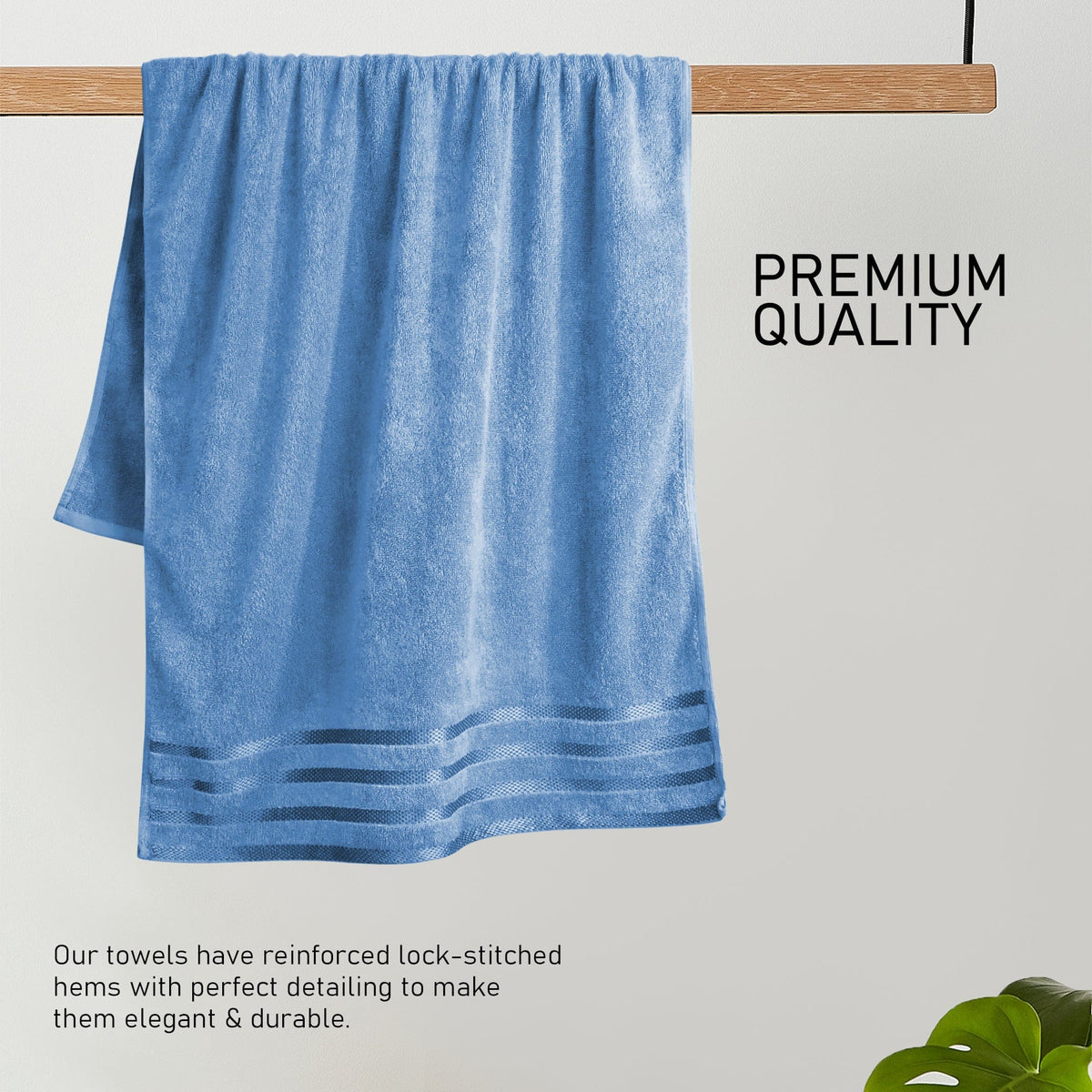 Belmont Viscose Stripe Blue Towels 100% Cotton Hotel Quality Super Absorbent