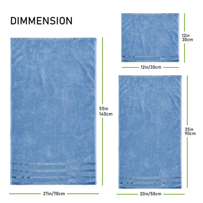 Belmont Viscose Stripe Blue Towels 100% Cotton Hotel Quality Super Absorbent