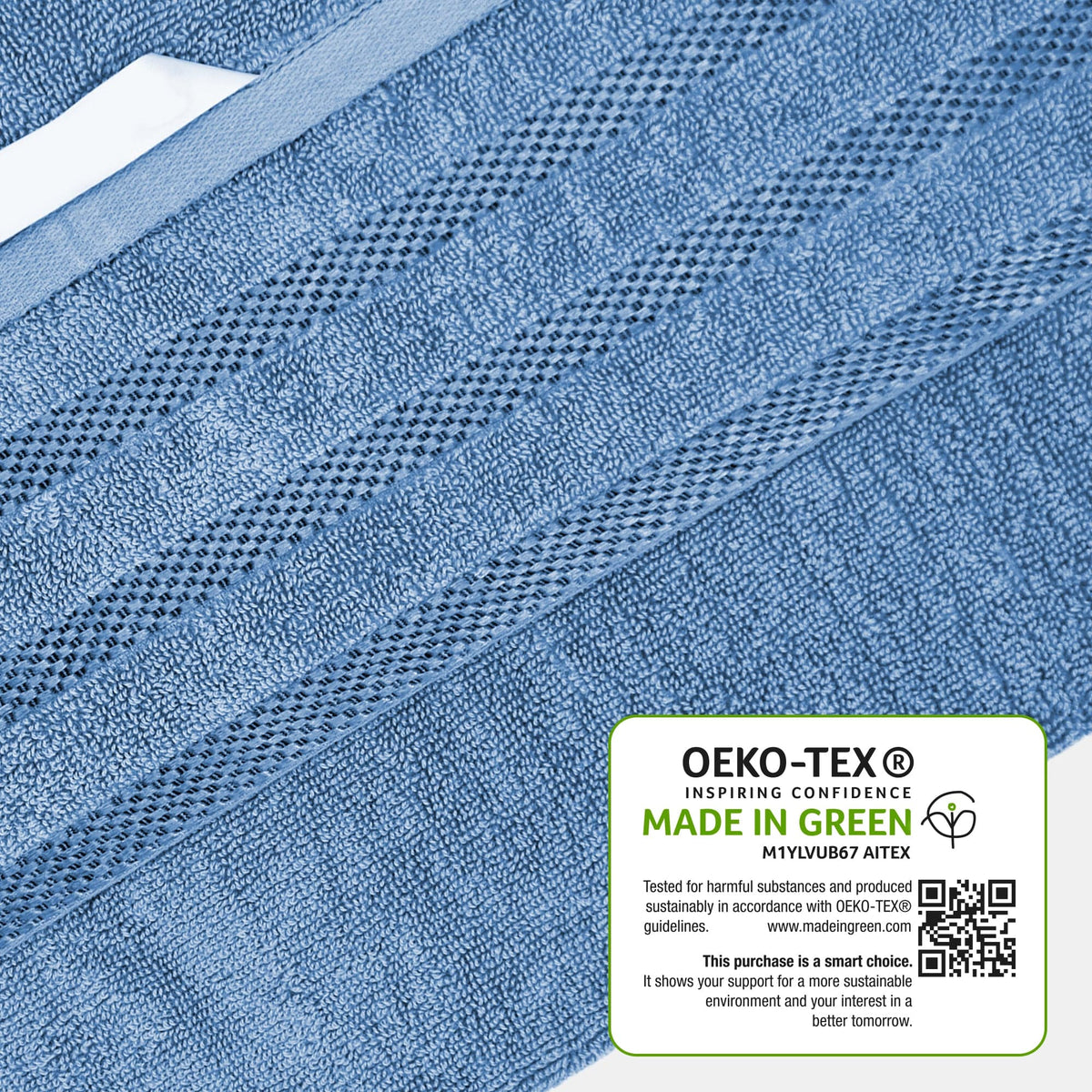 Belmont Viscose Stripe Blue Towels 100% Cotton Hotel Quality Super Absorbent