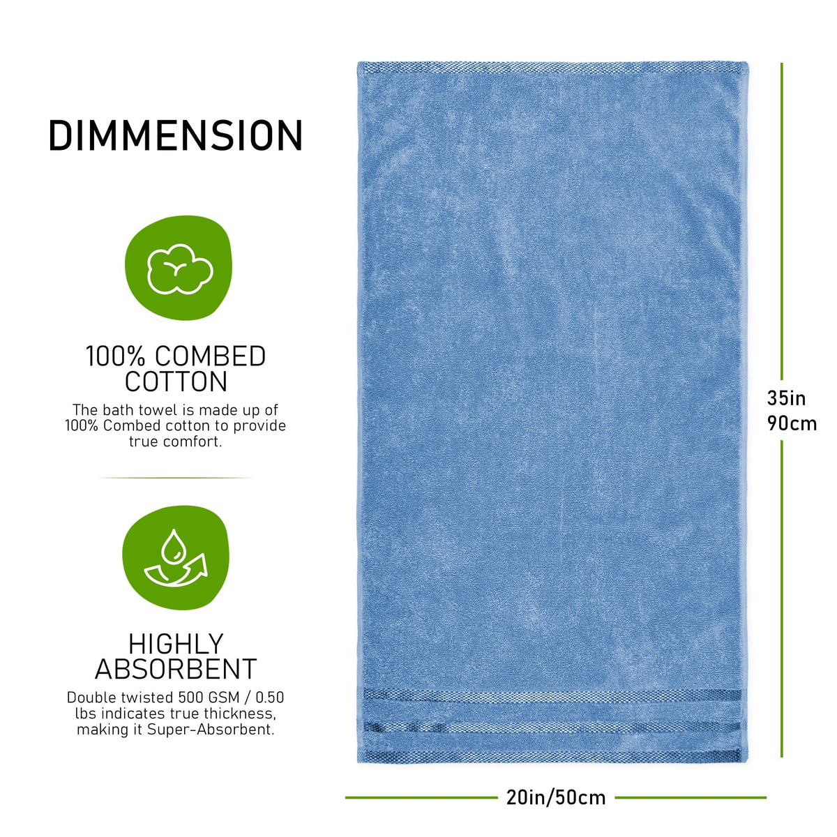 Belmont Viscose Stripe Blue Towels 100% Cotton Hotel Quality Super Absorbent