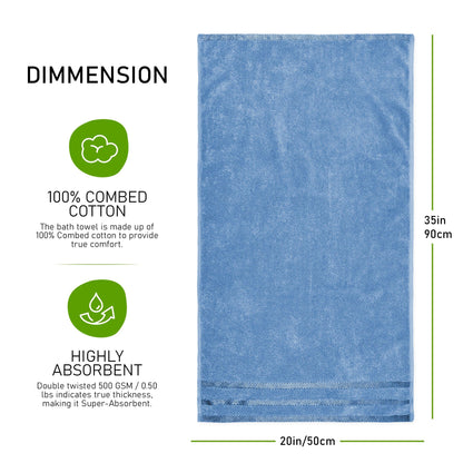 Belmont Viscose Stripe Blue Towels 100% Cotton Hotel Quality Super Absorbent