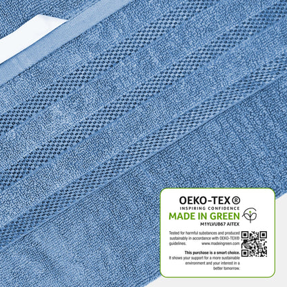 Belmont Viscose Stripe Blue Towels 100% Cotton Hotel Quality Super Absorbent