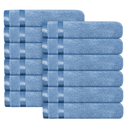 Belmont Viscose Stripe Blue Towels 100% Cotton Hotel Quality Super Absorbent
